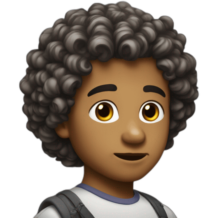 Garçon métisse cheveux bouclés emoji