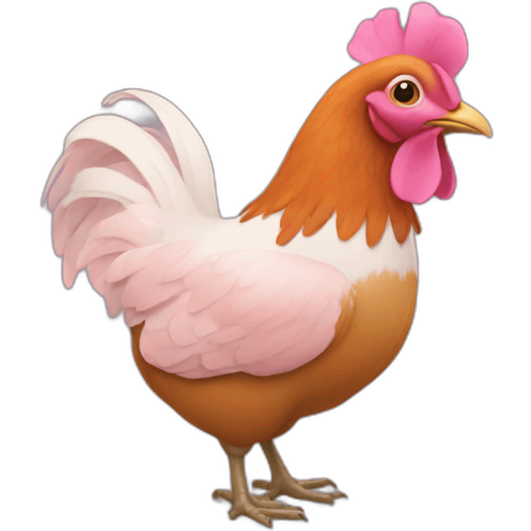 Une poule rose emoji