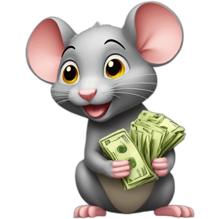 mischievous rat with money emoji