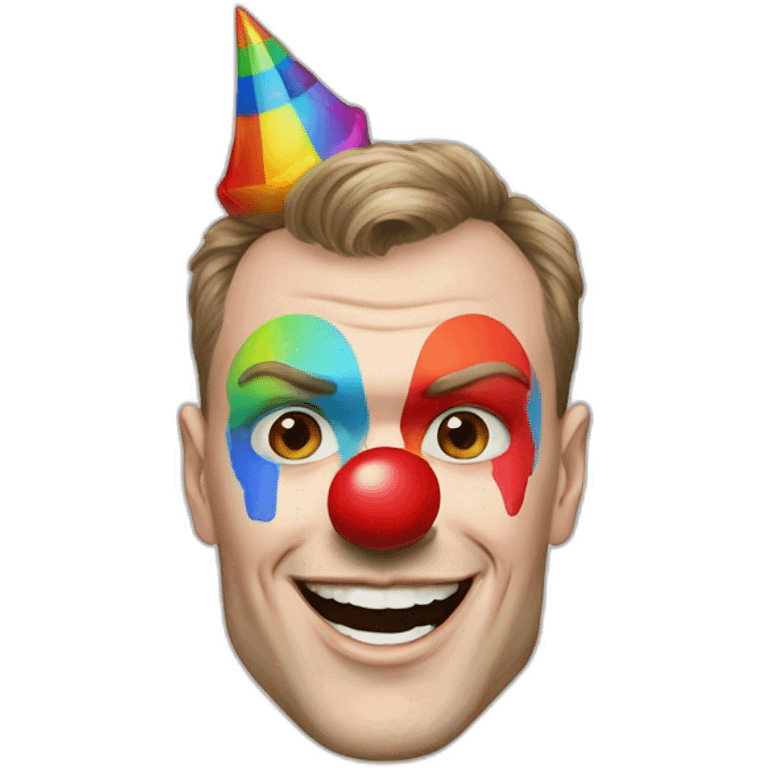 Jonathan Toews as a rainbow circus clown emoji