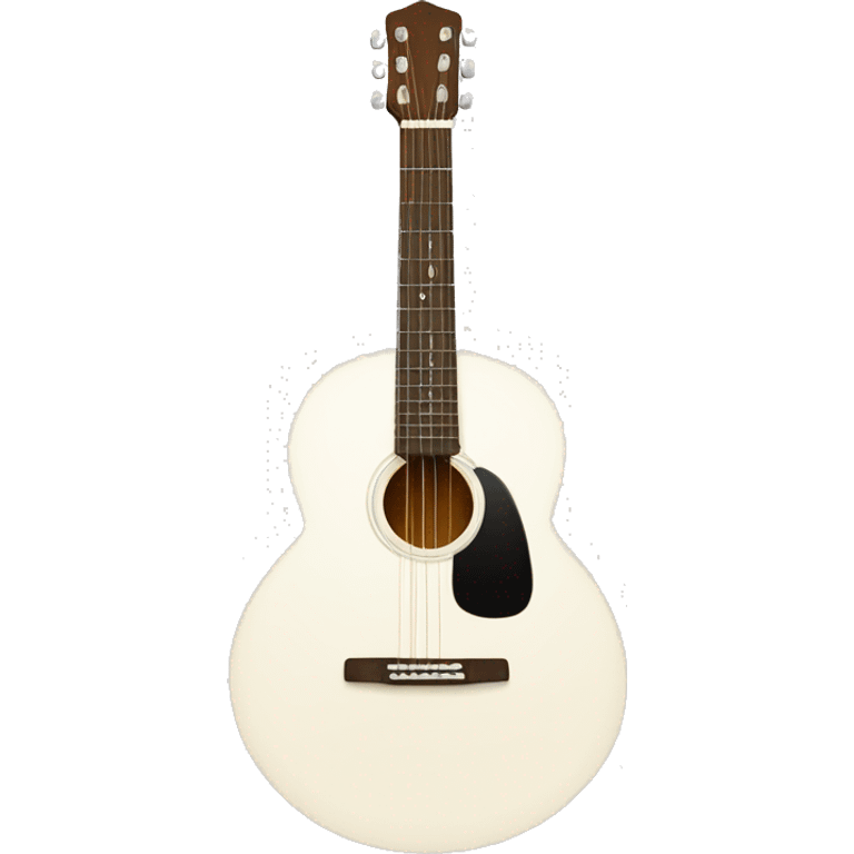 Cute white guitar with little bow around the fretboard emoji