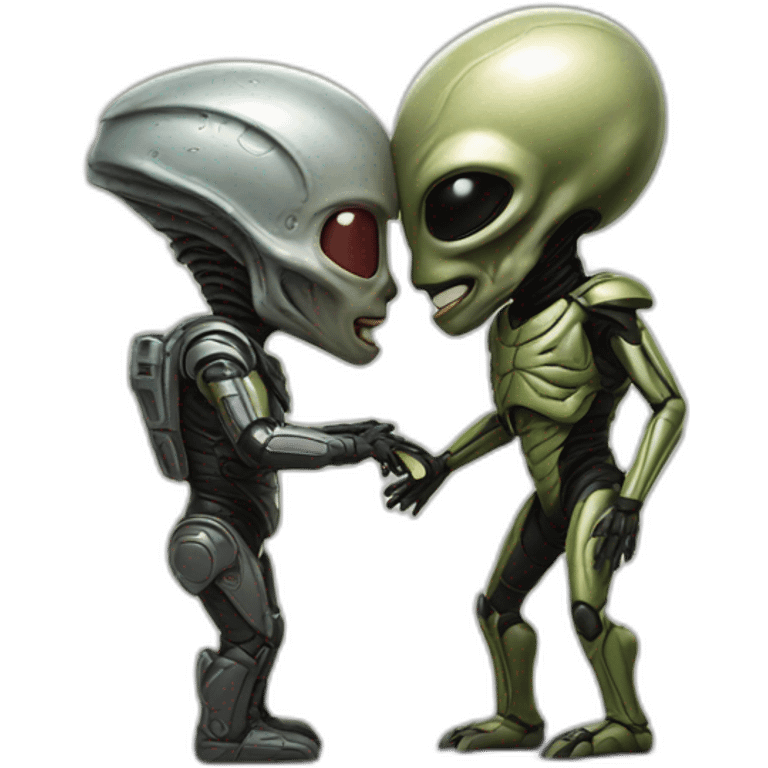 Alien is kissing Predator emoji