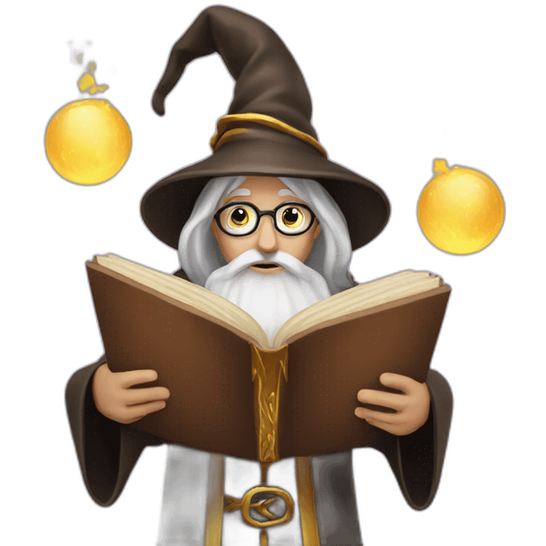 wizard doing magic holding a book emoji