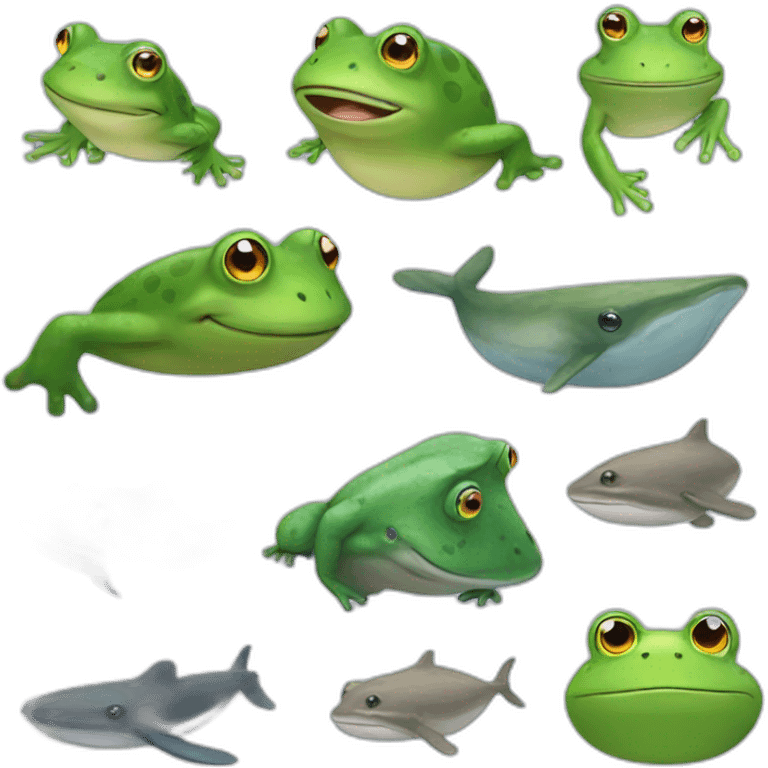 frog, whale emoji