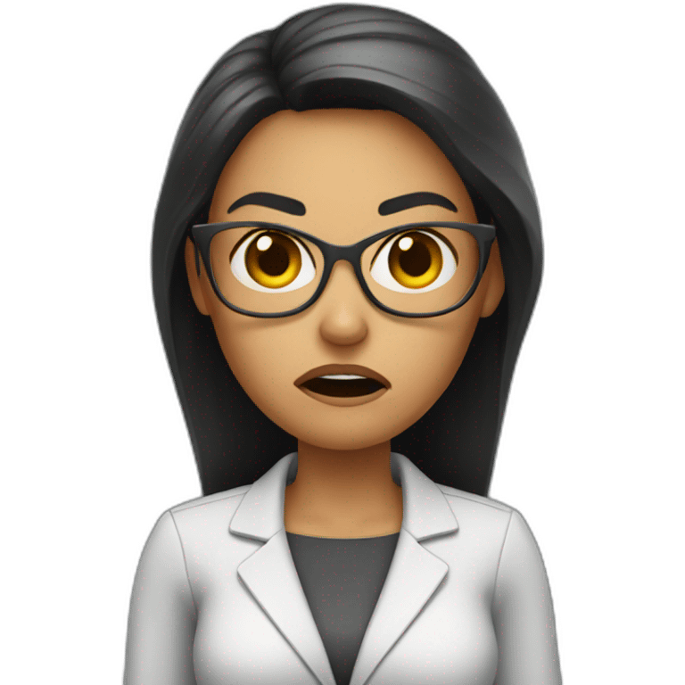 Angry female teacher with pen emoji