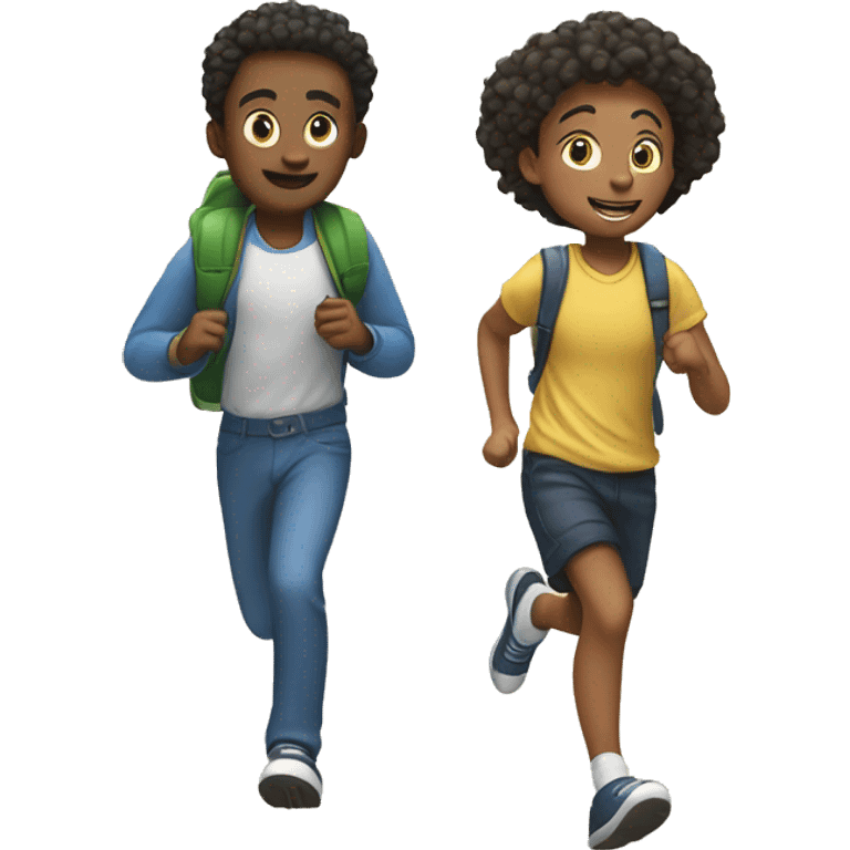 A student and a classmate running at school emoji