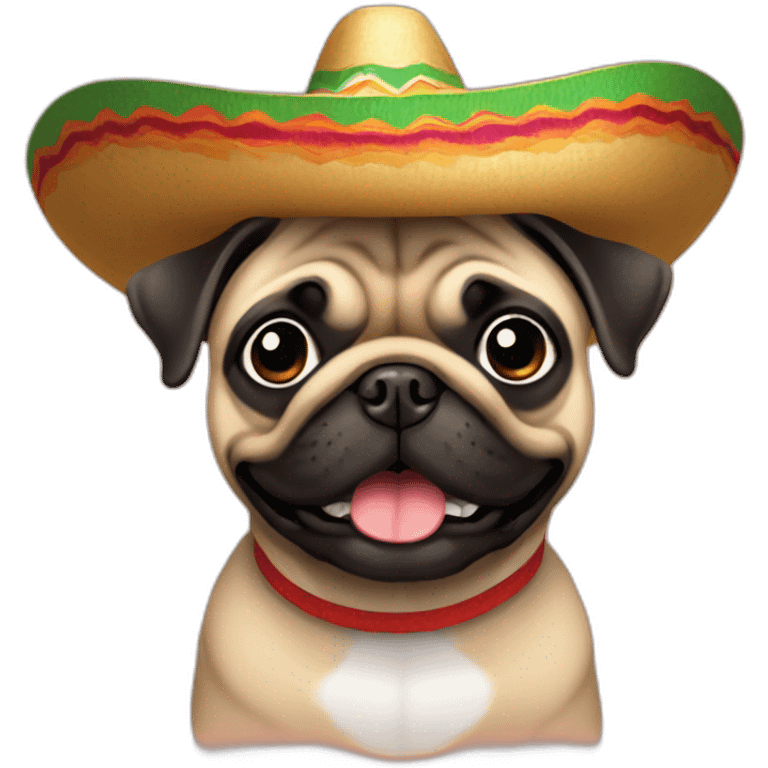 Pug smiling with mexican hat emoji