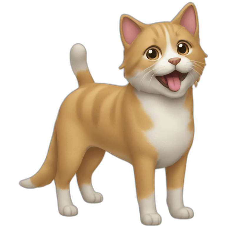 Un chat sur un chien emoji