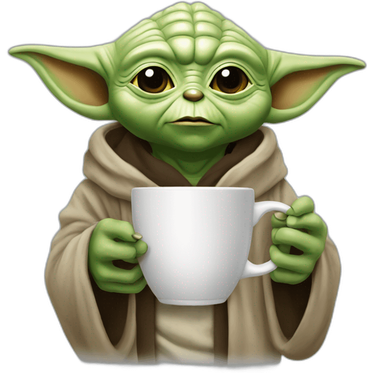 Yoda with a cup if coffee emoji