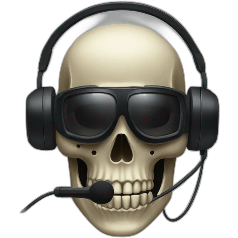 Military Skeleton mask with a long black mask underneath it and headset with a microphone emoji