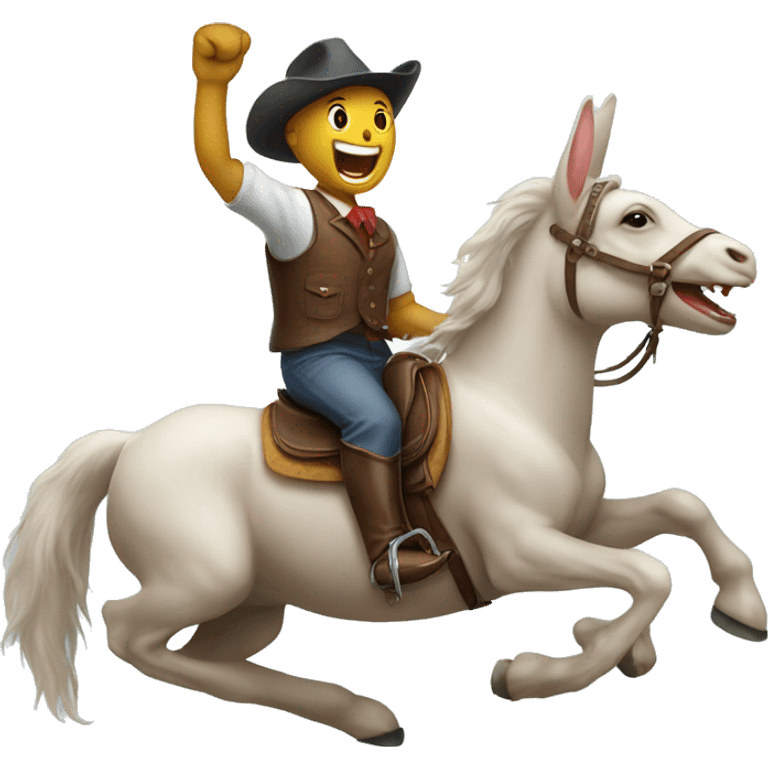 Rabbit riding horse laughing emoji