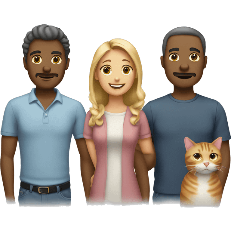 Family man, woman, 2 cats emoji