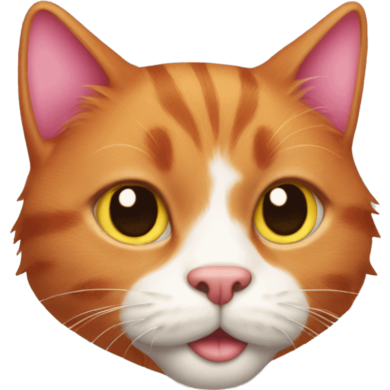 A red-haired cat with a pink nose emoji