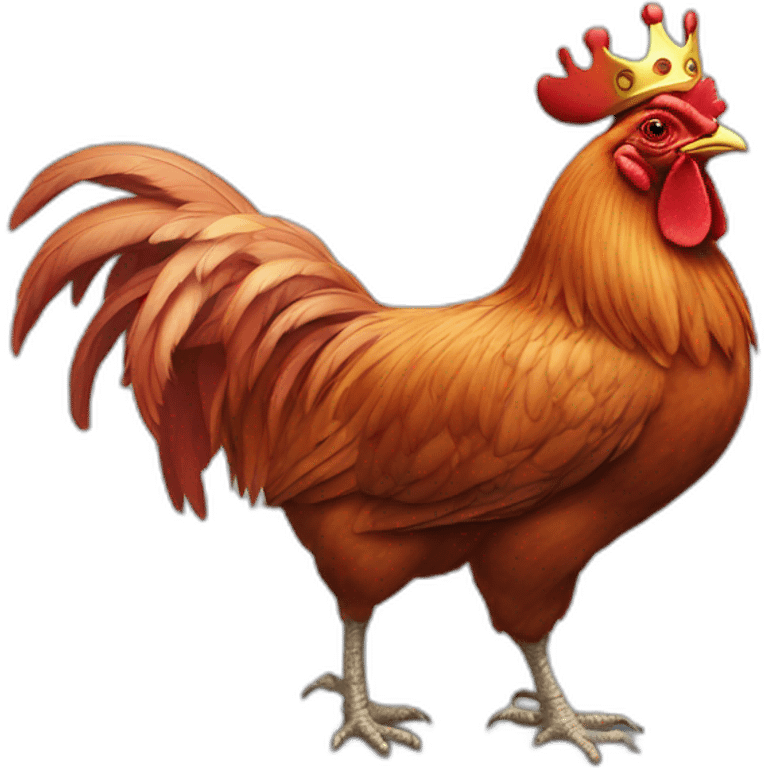 Red Rooster with a crown and glasses emoji