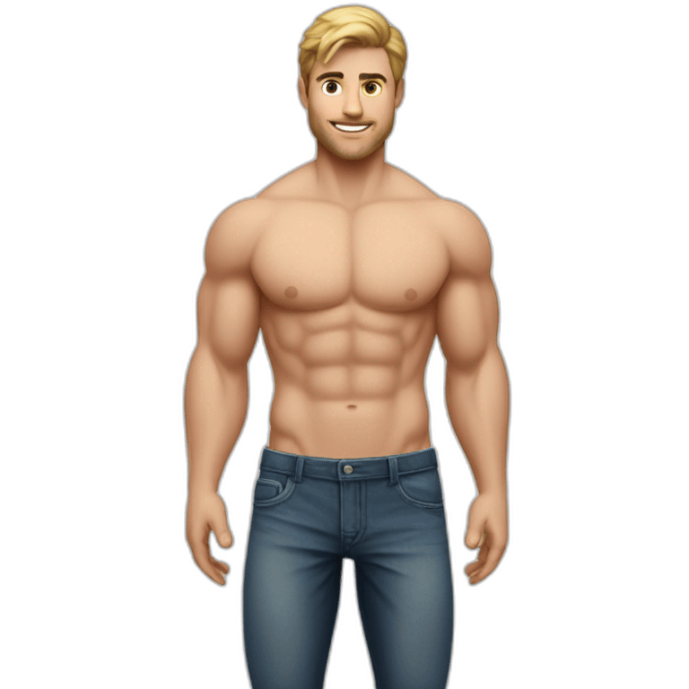 Caucasian Muscularmale large round butt realistic emoji