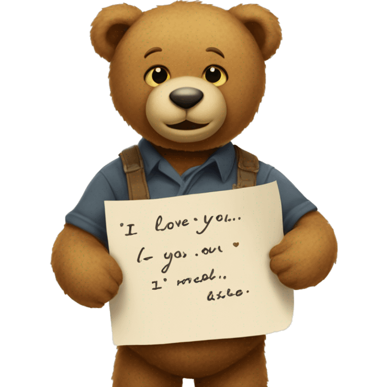 Teddy bear holding note “i love You Dimpal” emoji