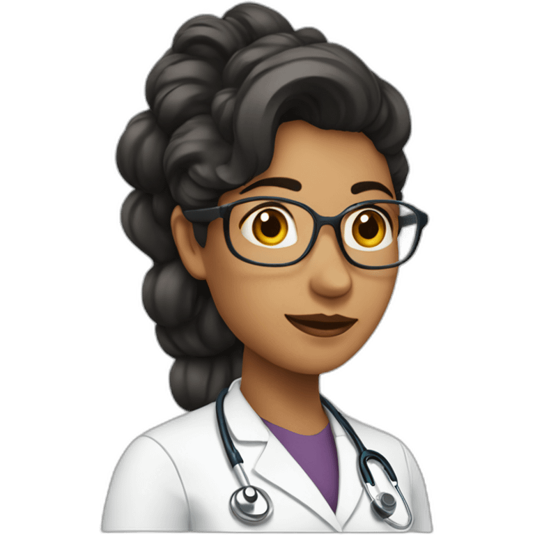 DOCTORA BLANCA CON PELO CON RULOS NEGROS LARGOS emoji