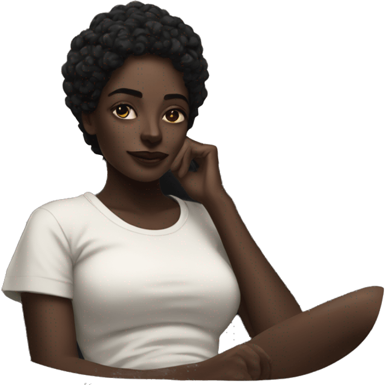 realistic portrait of dark beauty relaxing emoji