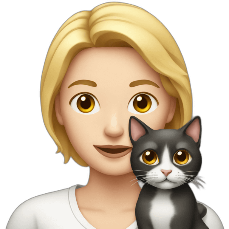 white woman with a cat emoji