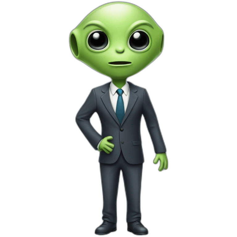 Friendly alien, dressed in suit, with antenna in ears. Full body emoji