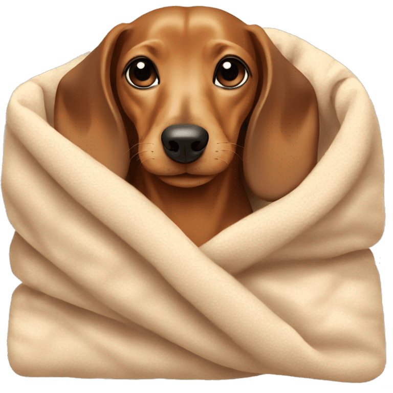 beige dachshund in cozy blanket  emoji