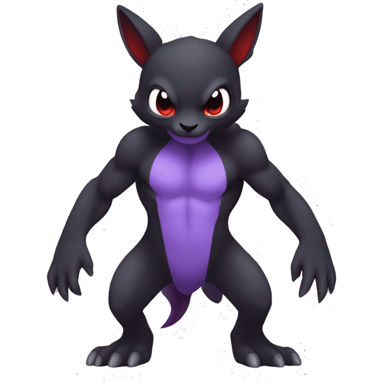 Cute cool dark black red purple animal hybrid Fakemon full  body emoji