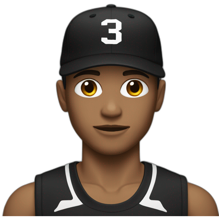 White skin Athlete with black hat and black track suit emoji