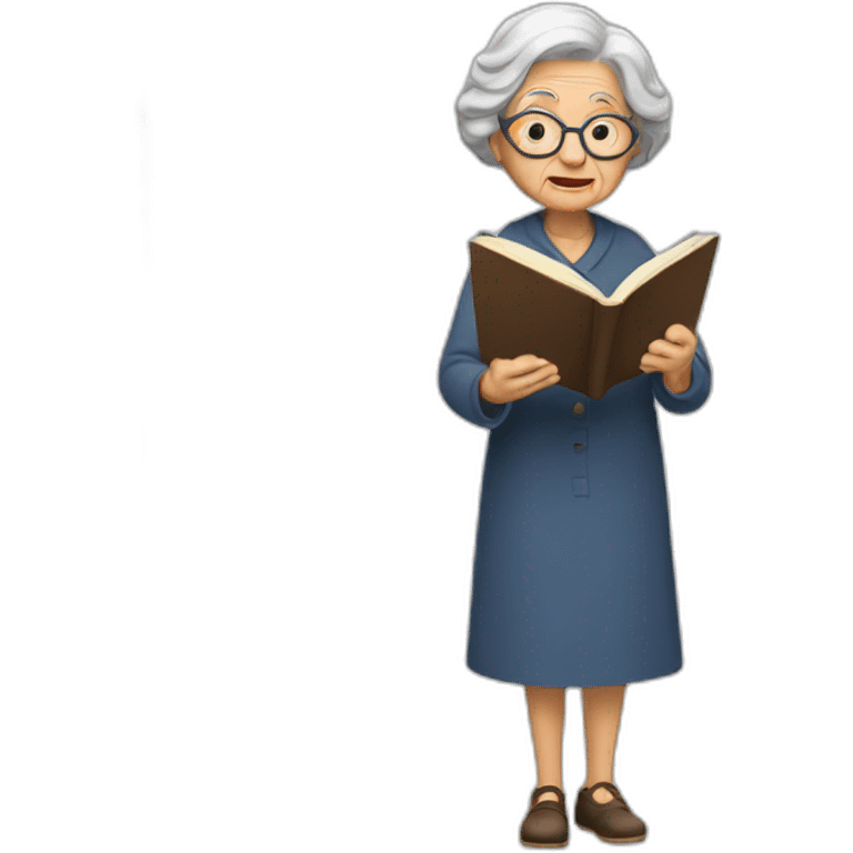 old woman reading a book full body emoji