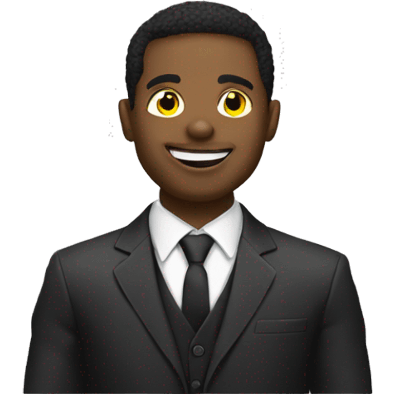 Snapchat black man in suit blinking one eye emoji