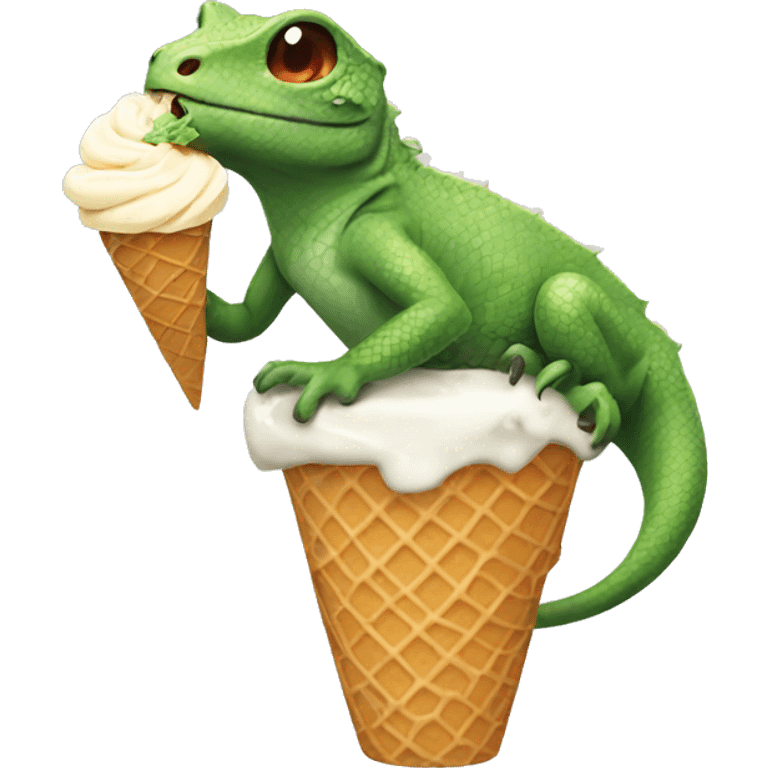 Lizard eating ice cream emoji