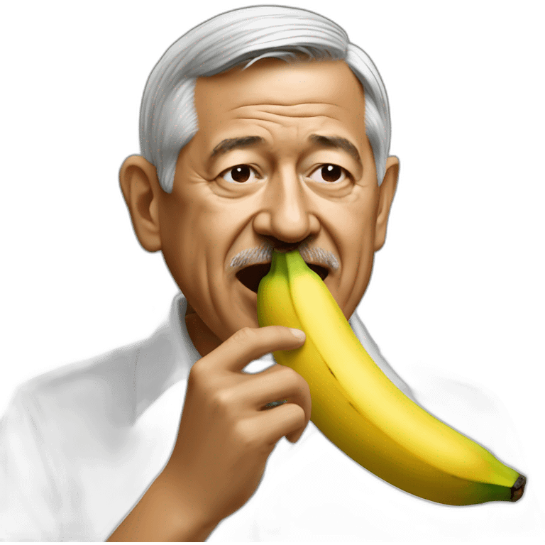 Andres Manuel Lopez Obrador eating banano emoji