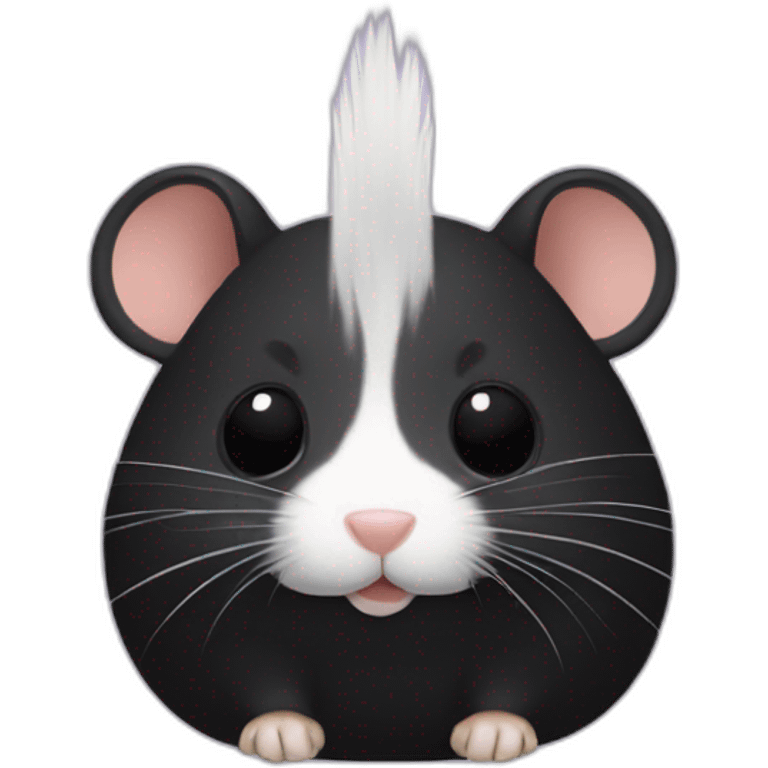 Black hamster with white human hairs on head emoji