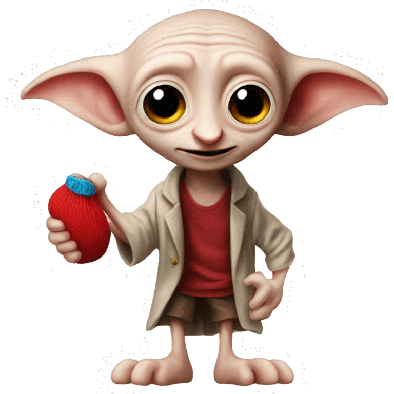 Dobby holds a red sock in his hand emoji