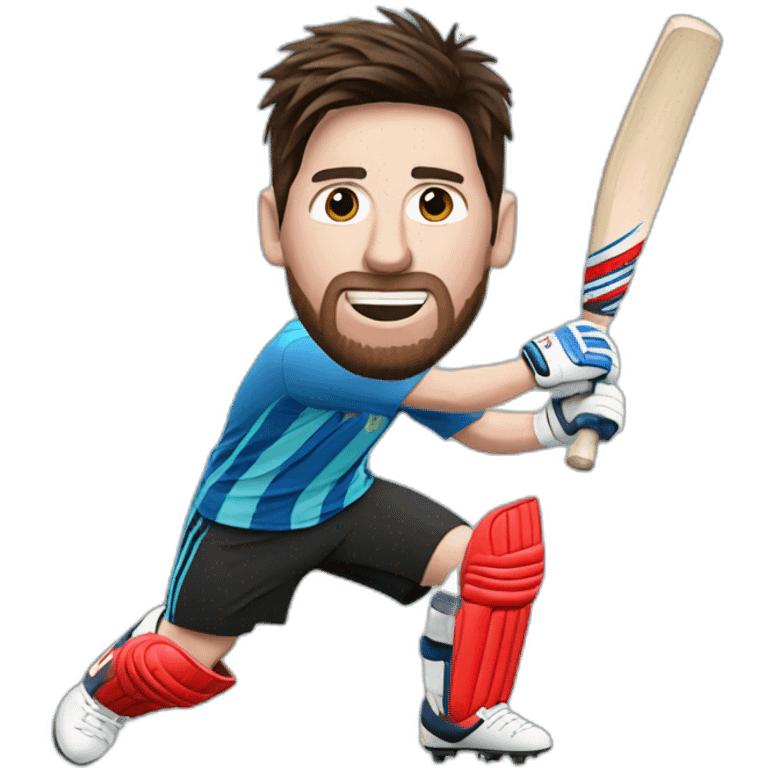 Messi playing cricket emoji