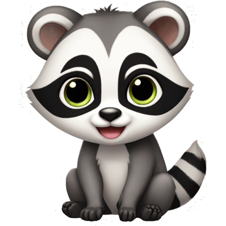 Cute raccoon-panda-lemur-hybrid full body emoji