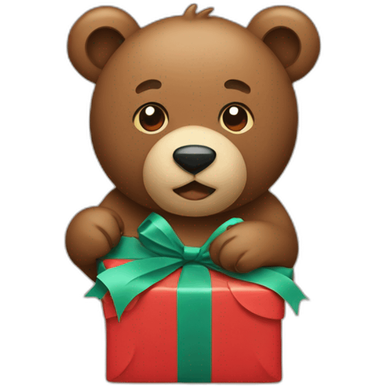 Bear Wrapping a present emoji