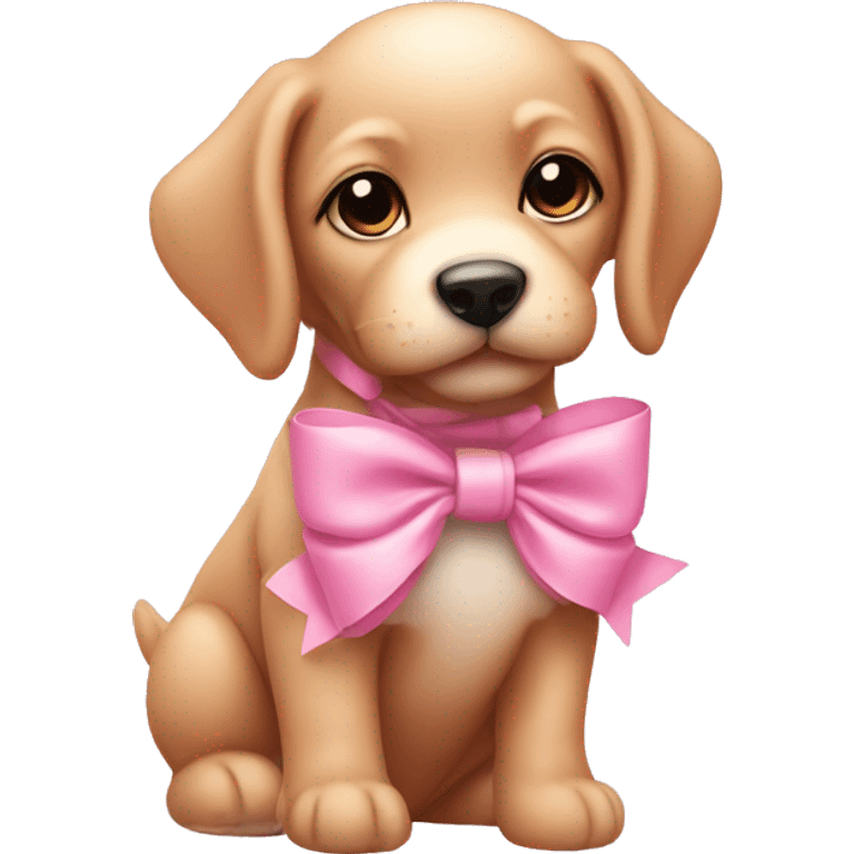 Baby pink puppy with a pink bow emoji