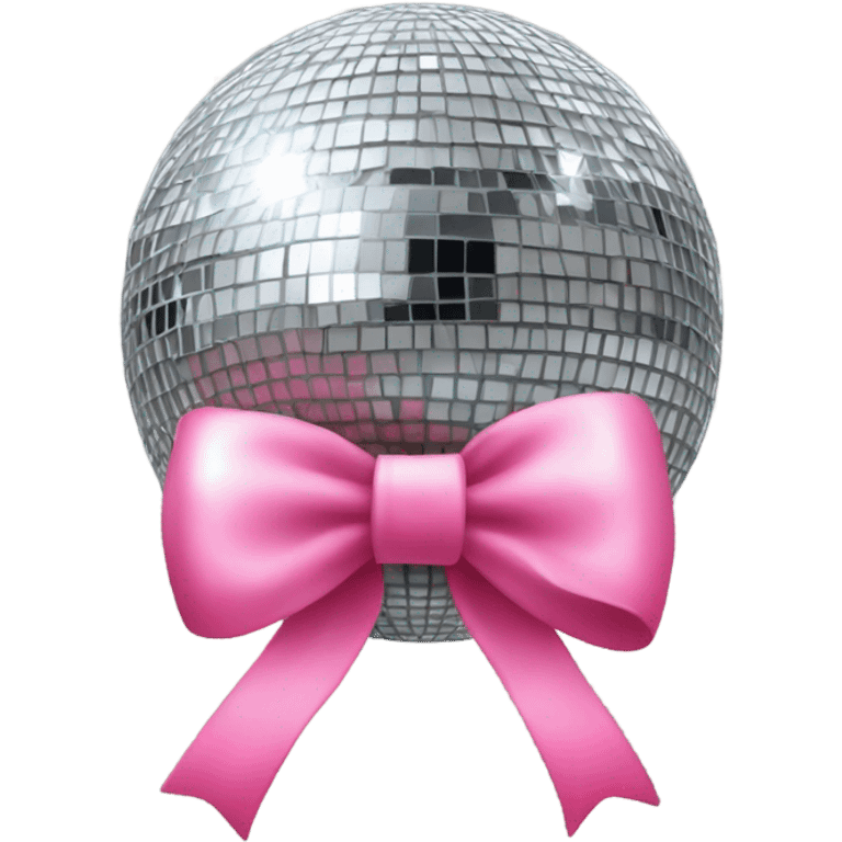 Mirrorball with pink bow on top emoji