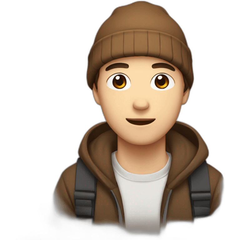 anime style man with brown BEANIE emoji