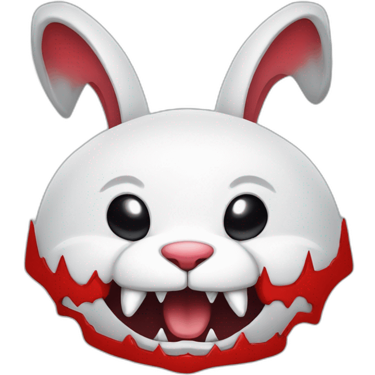 evil white rabbit with sharp fangs with red around mouth emoji