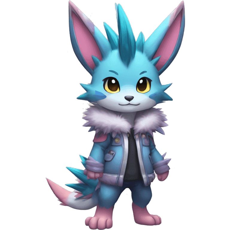 Anthro Scalie Spiky Cool Edgy Magical Shiny Colorful Pastel Sparkle Kemono-style Chibi Fantasy-Animal-Fakémon-Pokémon-Hybrid Fur Sona Aesthetic Full Body emoji