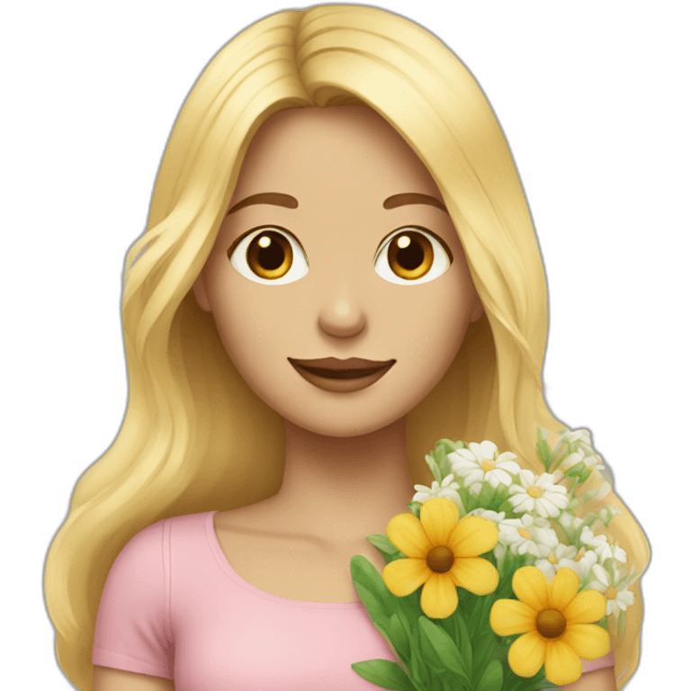 blonde girl with flowers emoji