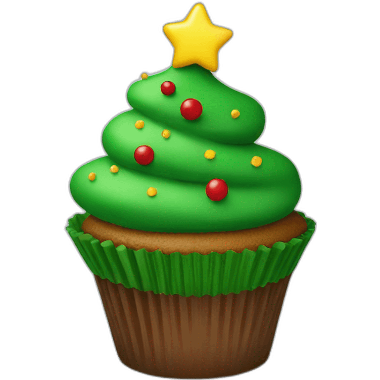 Happy Christmas tree cupcake emoji