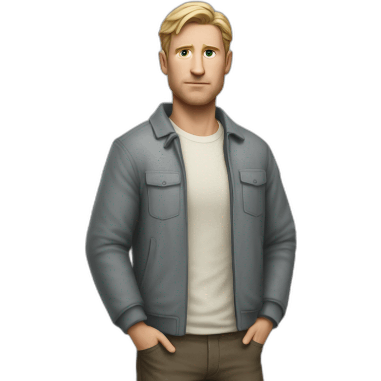 Hyper realistic white man from raid full body emoji