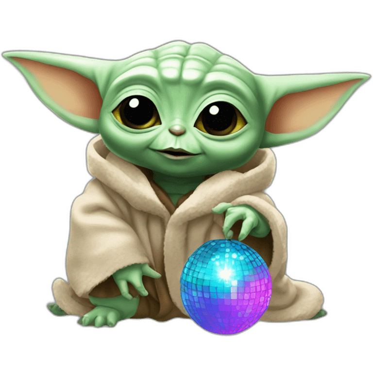 baby yoda party animal with disco ball emoji