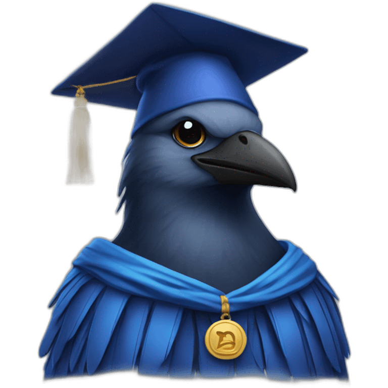 Blue Crow with alumni hat and mantle emoji