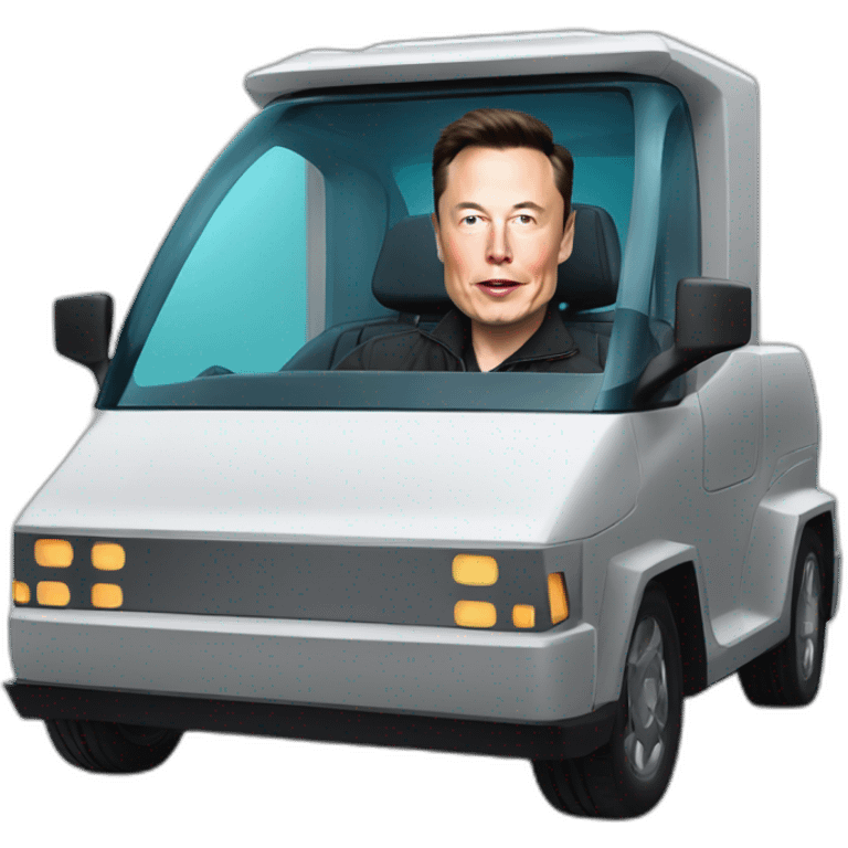 Elon musk riding in a Tesla cyber truck  emoji