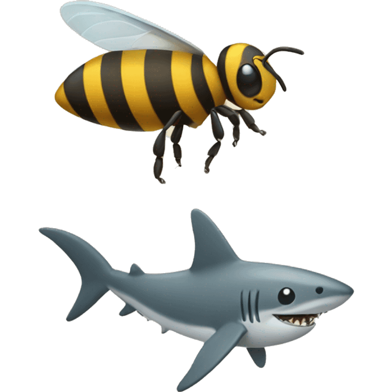 bee with shark tail emoji