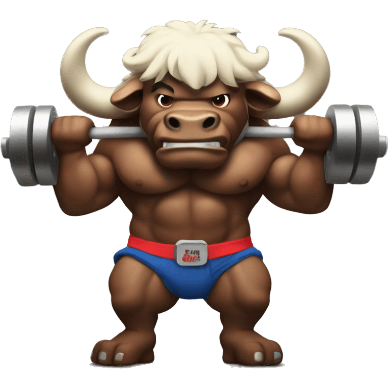 muscular buffalo lifts weights emoji