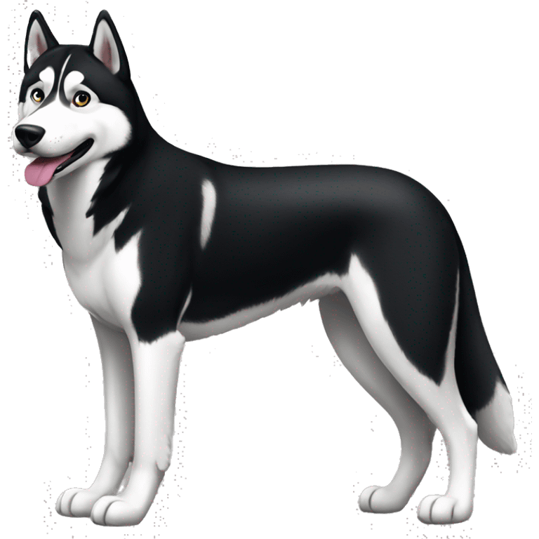 Black and white husky full body emoji